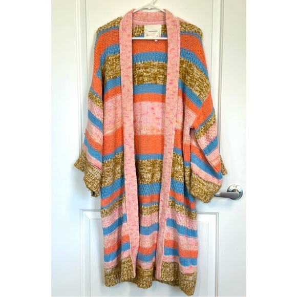 Anthropologie Patchwork Multicolor Thick Sweater Cardigan - Picture 1 of 6